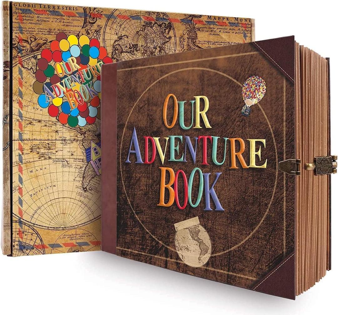 Our Adventure Book Travel Diary Photo Book, Scrapbook, Photo Album - Retro Vintage Souvenirs, DIY Guestbook for Anniversary, Wedding, Travel Writing, Baby & Friend Gifts, Heartfelt Present (Ball)