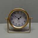 Vintage Golden Table Clock - Elegant Battery Operated Office, Living Room, and Bedroom Clock with Minimalist Design Gold Table Decor 22x19.5x5.5cm