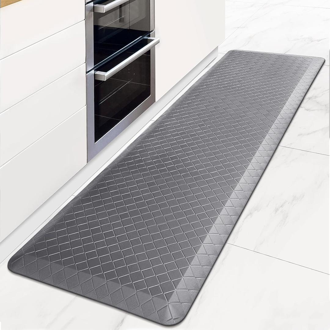 HappyTrends Anti-Fatigue Floor Mat - 4/5 Inch Thick, Waterproof Non-Slip, Heavy Duty Ergonomic Comfort Rug for Kitchen, Office, Sink, Laundry (22"x72", Gray) (Grey)