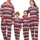 Christmas Onesie Pajamas Family Vacation Novelty One-piece Hooded Matching PJs Allover Pattern Sleepwear Nightwear (S)