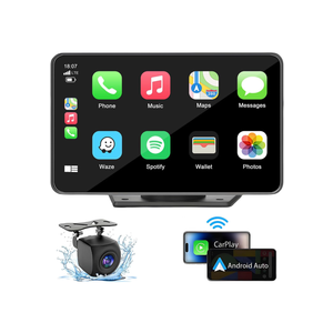 7" HD Portable Carplay Wireless Touch Screen Double Din Car Stereo Compatible Apple Carplay and Android Auto with GPS Navigation, Voice Control, Mirror Link, Bluetooth