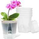 Plant Pots 6 inch Set of 5, Self Watering Pots for Indoor Outdoor, Self Watering Planters Flower Pots with Drainage Hole and Saucer Reservoir (Clear)