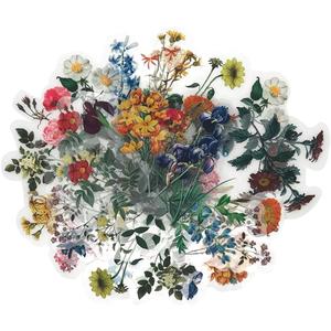 Vintage Natural Stickers, 40Pcs Pretty Floral Decorative Retro Adhesive Watercolor Aesthetic Trendy for Scrapbook Album DIY Craft Daily Planner (Multicolor)