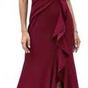 FQA Formal Evening Dresses for Women Elegant Evening Party Prom Dress Long Sexy V Neck Sleeveless Split Wrap, S