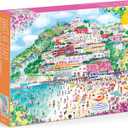 Galison Coast of Italy  1000 Piece Michael Storrings Jigsaw Puzzle Featuring Beautiful Artwork of Positano Italy Summer Beach
