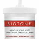 BIOTONE Muscle and Joint Relief Therapeutic Massage Cream 16 oz, with Natural Botanicals of, Glucosamine, Arnica, Boswellia and Devil's Claw to Alleviate Discomfort and Aching Muscles.