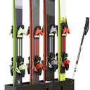 TOCRETOARE Heavy Duty Metal Ski Storage Rack, 4 Pair Freestanding Steel Ski Holder, Floor Stand Ski Organizer Rack, Snowboard Floor Stand Organizer for Garage and Home