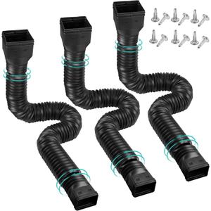 3 Pack Rain Gutter Downspout Extensions Flexible,Downspout Diverter Extendable From 21" To 58". Downspout Extender Is Suitable For Most Drain Pipe (Black)