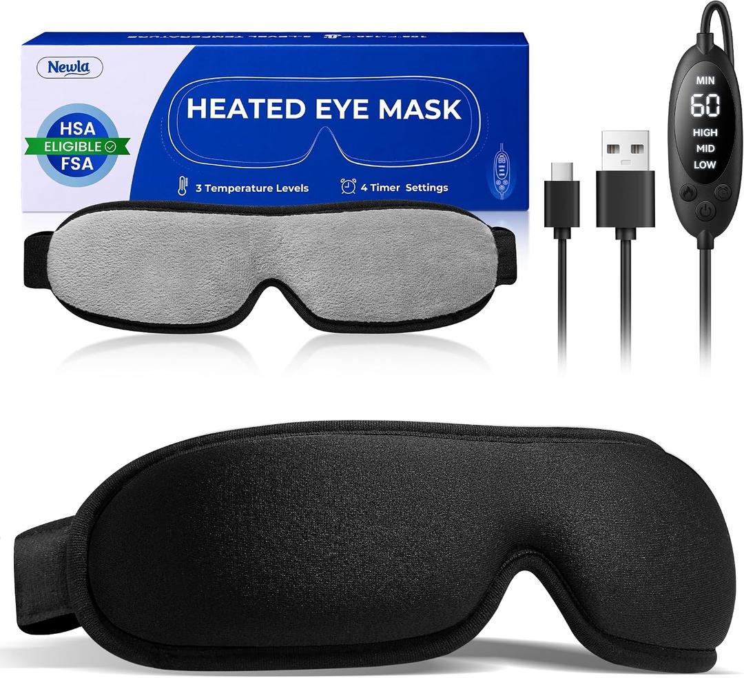 Heated Eye Mask for Dry Eyes: FSA&HSA Eligible, Stable Warm Compress for Tired Eyes, Stye & Blepharitis Relief with Temperature & Timer Control, USB-Powered Ideal for Sleep, Office & Travel