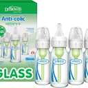Dr. Brown's Anti-Colic Options+ Narrow Glass Baby Bottle with Level 1 Slow Flow Nipple, BPA-Free, 4 oz/120mL, 4-Pack