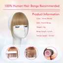 ELEFOCUS Clip in Bangs Real Human Hair Honey Blonde 100% Human Hair French Bangs Fake Bangs Hair Clip on bangs for women Fringe with Temples Hairpieces Curved Bangs for Daily Wear