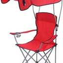 Folding Camping Chair with Canopy Sunshade, Cup Holder, for Beach, Fishing, Park, Standard
