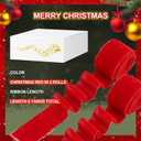 6 Yards Velvet Wrapping Ribbon, 2 Roll Wedding Silk Frayed Handmade Velvet Ribbon for Wrapping Wedding Bouquet Invitation Cards Handmade Crafts Bouquet Gift Wreaths Decor (Red, 2 Inch)