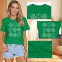 Womens St Patricks Day Shamrock T-Shirts Happy Go Lucky Shirts Irish Clover Tee Tops (XL)