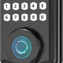 52HZ Fingerprint Door Lock, Keyless Entry Door Lock with Code, Voice Guidance Electronic Keypad Deadbolt Smart Locks for Front Door, Anti-Peeping Password, Auto Lock, Easy to Install, Black
