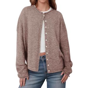 GREAIDEA Womens Button Up Cardigan Sweaters Trendy Lightweight Soft Long Sleeve Knit Loose Sweater 2025 Early Fall Outfits (X-Large, Khaki)