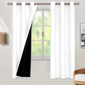 BGment Thermal Insulated 100% Blackout Curtains for Bedroom with Black Liner, Double Layer Full Room Darkening Noise Reducing Grommet Curtain (42 x 72 Inch, Pure White, 2 Panels) BGment Thermal Insulated 100% Blackout Curtains for Bedroom with Black Liner, Double Layer Full Room Darkening Noise Reducing Grommet Curtain (42 x 72 Inch, Pure White, 2 Panels)
