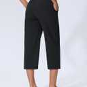 Women's Capri Pants Wide Leg Quick Dry Hiking Capris Water Resistant UPF50 Lightweight Loose Travel Black M (Black, M)