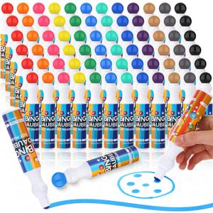 Crtiin 48 Pack Mixed Colors Set of Bingo Daubers Dot Markers Bulk Bingo Supplies in 12 Colors Dot Art Markers 1.28 oz Paint Craft Ideal for Art and Crafts Painting Supplies Drawing Coloring