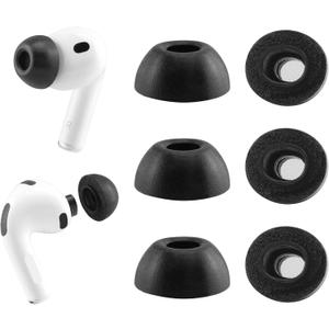 Replacement Memory Foam Ear Tips for AirPods Pro 3 Earbuds, Ultimate Comfort, Compatible with AirPods Pro 3rd Generation 2025, 3 Pairs (Black, Medium)
