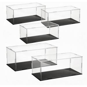 5 PCS Acrylic Display Case for 1: 24 Scale Clear Display Boxes with Plastic Base, Model Showcase & Storage Organizer