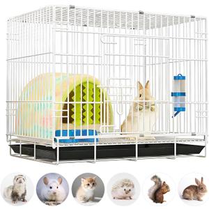 Small Animal Cage Indoor, Hamster Cage with Water Bottle & Food Bowl & Washable Small Nest, Guinea Pig Cage for Ferret, Chinchilla, Bunny, Kitten, Hedgehog, Squirrel, Rat, Rabbit