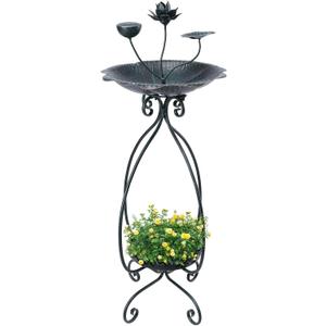 VCUTEKA Bird Bath with Flower Planter Pedestal, birdbath for Outdoors with Lotus, 33" Height Vintage Bird Baths for Garden Yard Patio Lawn Decor