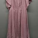 Women Plus Size Dress Wedding Guest Formal Ruffle Short Sleeve Square Neck Smocked Flowy A Line Slit Maxi Dresses (Dusty Pink), Size: XX-Large Plus