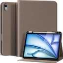 Leather Case for iPad Air 11" M4/M3/M2 (2026/2025/2024) & 10.9" 5th/4th Gen (2020/2022) with Pencil Holder | Auto Wake/Sleep | Protective Shockproof Cover | Adjustable Stand | Gray Brown