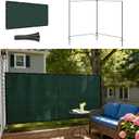 Windscreen4less Outdoor Privacy Fence Screen, 5'x12' Freestanding Privacy Fencing Set with Iron Poles and Ground Spikes, UV Resistant Mesh Cover Garden Pet Fencing for Backyard Patio Pool, Green