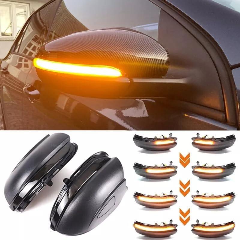 [2pcs] Side Mirror Sequential Turn Signal Lights for VW Golf MK6 2009-2013 GTI 6 2008-2013 Golf R20 2008-2012 Touran 2011-2015 Assemely-Smoked Lens