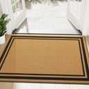 OLANLY Front Door Mat, Low Profile Doormat, Stain and Fade Resistant, Easy to Clean, for Indoor and Outdoor Entrances, Patio Porch or Entryway, Brown (47x32 Inch, Classic Border) - Pack of 2
