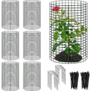 18 Pcs 24'' x 12'' Large Wire Plant Protector from Animals, 6 Pack Metal Plant Cage Chicken Wire Cloche with Ground Stakes and Nylon Tie to Keep Animals Out, Garden Protection Bunny Barricade