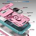 PASNEW Phone Case for Pixel 9A,360 Rotating Ring Kickstand Case & Slide Camera Cover,Military Heavy Duty Full Body Hard Shell Shockproof Phone Cases for Google Pixel 9A,6.3 inch,Pink Green