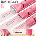 Ufree Bikini Trimmer Electric Razors for Women, Rechargeable Pubic Hair Trimmer Electric Shaver for Legs Body Hair, Bikini Shaver IPX7 Waterproof, Rose Red