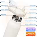 BJPKPK Insulated Water Bottles with Straw, 57 oz Sports Water Bottle with One-handed Opening Lid, BPA Free Leakproof Easy Carry Jugs, Flasks for Gym Sports Outdoors, White