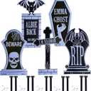 3-D Metal Halloween Ghost Cemetery 17" Tombstones - Full Set of 5 w Stakes