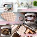 4 x Valentines Day Gifts for Her,Travel Makeup Bag Cosmetic Bag for Women,Small Makeup Organizer Bag,Cute & Waterproof Vegan Leather Makeup Case with Multiple Compartments (BROWN) (MEDIUM)