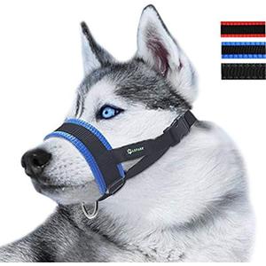Nylon Dog Muzzle for Small,Medium,Large Dogs Prevent from Biting,Barking and Chewing,Adjustable Loop(S/Blue)