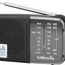 Portable AM FM Transistor Radio Battery Operated, NOAA Weather Radio with Loud Speaker, Headphone Jack, 2 AA Batteries, Excellent Reception, for Everyday Carry Essential, Travel, Storms (Black)