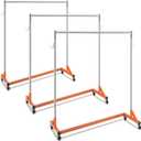 VEVOR Z Rack, Industrial Grade Z Base Garment Rack, Rolling Sturdy Steel Z Base Clothing Rack with Lockable Casters, for Home Clothing Store Display Orange (3 Sets) (24" x 63" x 71")