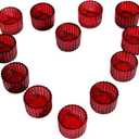 VOHO Red Candle Holders for Table Centerpiece, Tealight Candle Holder Set of 12 for Small Tealight Candles, Glass Votive Candle Holders for Her Valentine Christmas(2 x 1.4 Inch)