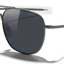 MERRY'S Classic Square Aviator Military Polarized Sunglasses for Men or Women S8636 (55mm)