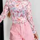 Western Mesh Top Women See Through Cowboy Shirt Mock Neck Country Concert Outfits Layering Sheer Long Sleeve Tops (S)