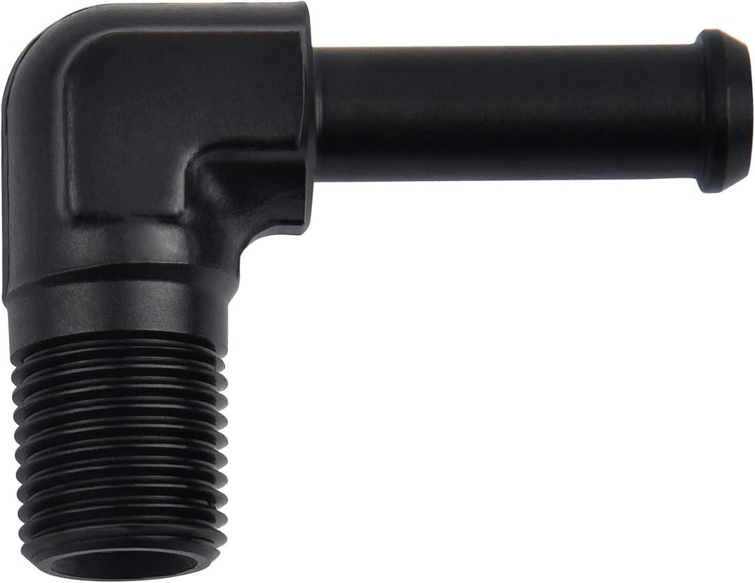 EVIL ENERGY 1/4" NPT Male to 3/8" Barb Fitting Adapter 90 Degree Aluminum Black