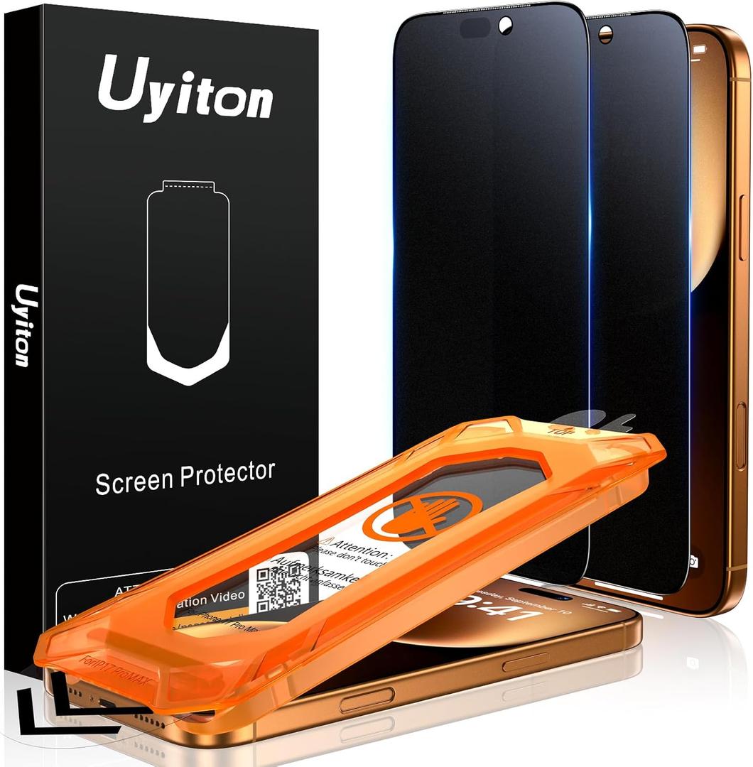 Uyiton for iPhone 17 Pro Max Matte Privacy Screen Protector - Anti-Fingerprint [Easy to Install] Anti-Spy Shatterproof Full Coverage 9H Tempered Glass Screen Cover, 2 Pack
