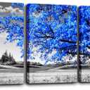 Wall Art For Living Room black and white Blue tree moon Canvas Wall Decor for Home artwork huge Painting 16" x 24" 3 Pieces Canvas Print For bedroom Decor Modern Salon kitchen office Hang a picture