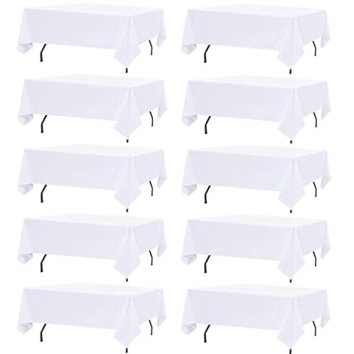 12 Pack White Table Cloth Rectangle Table Cloths for 8 Foot Rectangle Tables 68X 120 Inch Washable Polyester Table Covers, Reusable & Wrinkle Resistant for Weddings, Parties, Events, and Everyday Use