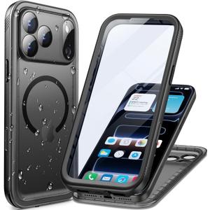 Cozycase for iPhone 17 Pro Max Waterproof Shockproof Dust Proof Case [Compatible with MagSafe] - Heavy Duty/Full Body/Military/Rugged Hard Built in Screen/Camera Protector with Lanyard Frosted Black