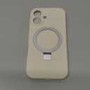 for iPhone 16 Case Stand, Slim Comfortable Liquid Silicone Phone Cases Compatible with MagSafe Magnetic Ring Kickstand Stand Case Full Camera Protection Fit for iPhone 16 6.1", White